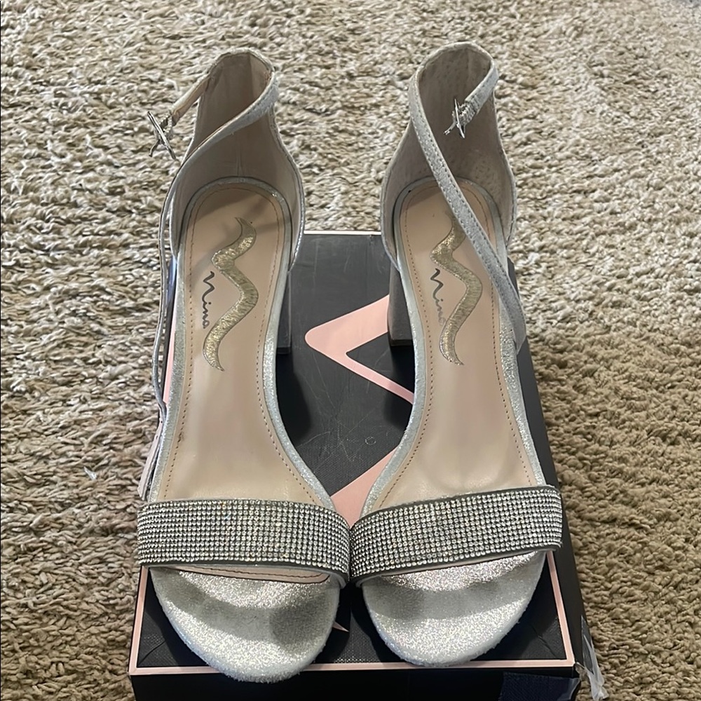 Elegant Silver Women's Heels- size 8